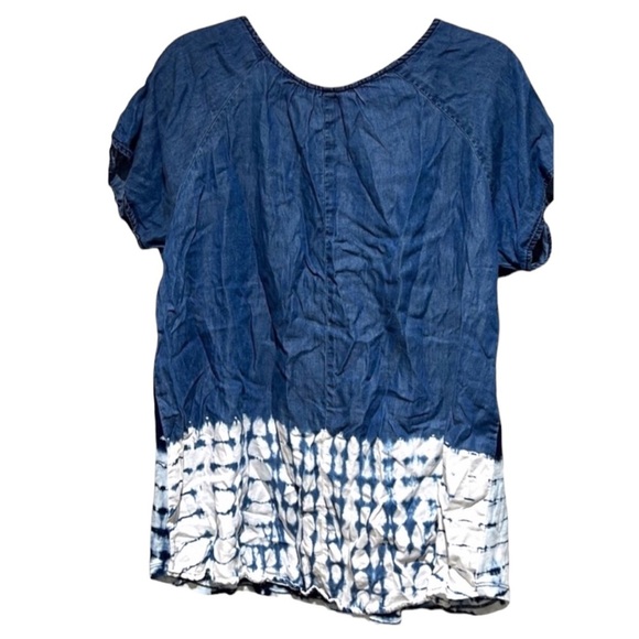 Whisper & Glow Women’s Denim Cotton Colorblock Tie Dye Top Size XL - Picture 3 of 9
